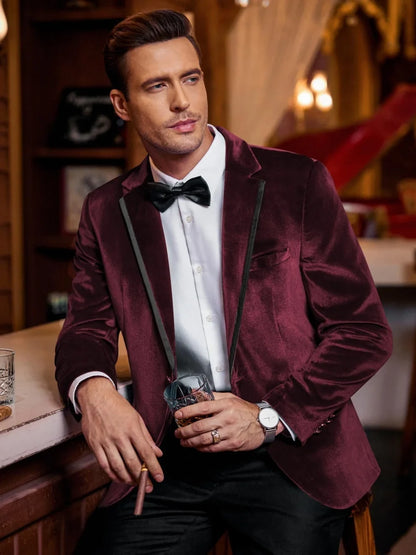 New Velvet Suit Set 2 Pieces For Men Chic Double Breasted Man Suits Business Office Wear Elegant Peak Lapel Party Tuxedo XS-6XL