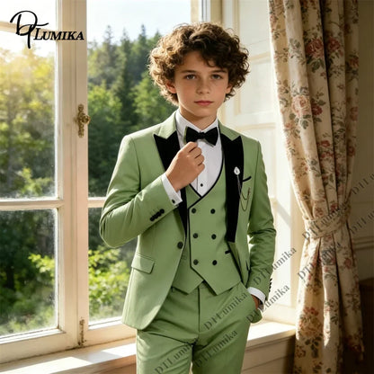 Boys Suit Set 3-Piece Formal Outfit for Kids Wedding Birthday Party Ages 3T–14T