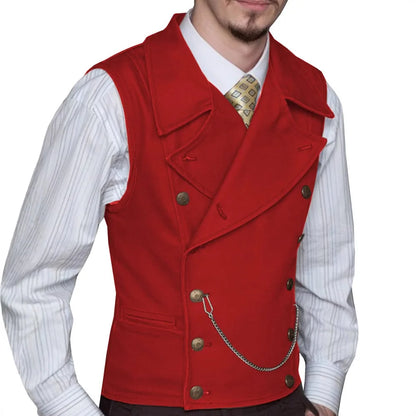 Men's Double Breasted Waistcoat – Solid Color Formal Vest for Weddings & Events