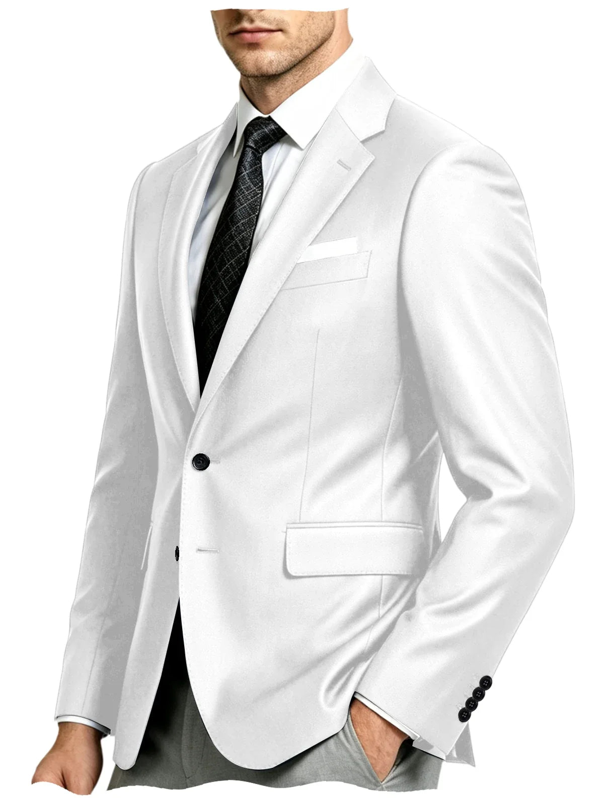 Men's Suit Jacket Single Button Slim Fit Notch Lapel for Wedding, Prom and Business
