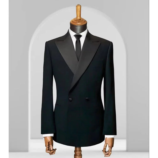 1 Piece Jacket Double Breasted Men Slim Fit Blazer Formal Occasion Tuxedo Business Casual Chic
