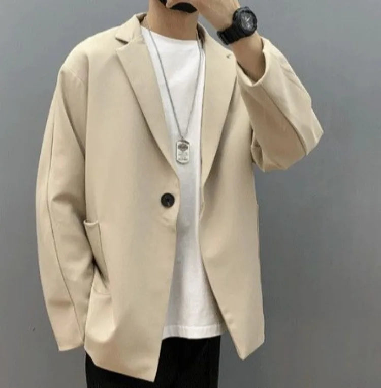 Casual Suit Jacket Early Spring Light Mature Style Men's Korean Trendy Single Blazer Suit Set