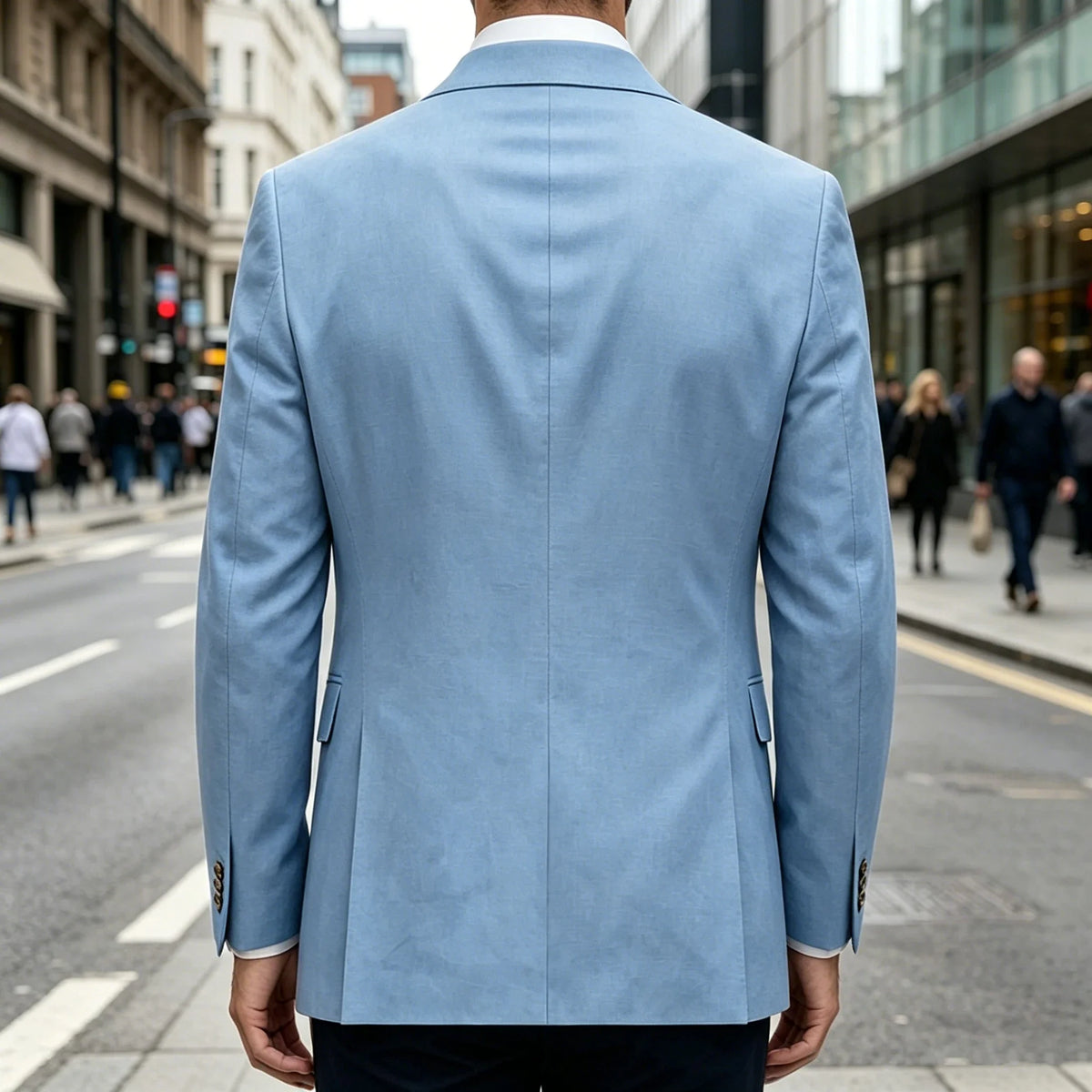 Men's Double Breasted Linen Blazer Slim Fit Suit Jacket Formal Business Casual Coat Wedding Party Spring Summer Streetwear