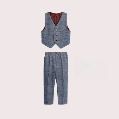 British Style Kids Piano Host Speech Performance Costume School Boys Vest Pants Bowtie 3Pieces Ceremony Clothing Set