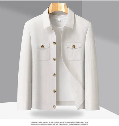 Spring and Autumn Lightweight Jacket Coat - Fashionable and Versatile Cotton Shirt Suitable for Young and Middle-Aged People