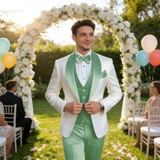 Costume 3 pièces blazer gilet pantalon sur mesure pour homme, smoking avec revers, costume de mariage, garçons d'honneur, soirée formelle