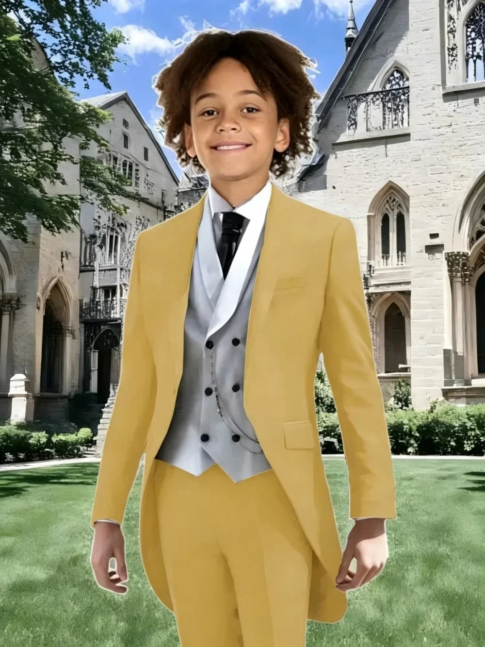 High Quality Boys Formal Tailcoat Vest Pants 3 Pieces Banquet Party Wear Smart Handsome Kids Slim Fit Suit Set Wedding Tuxedo