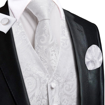 Men's Suit Vest Set – Floral Waistcoat with Tie, Hanky & Cufflinks for Weddings & Formal Events