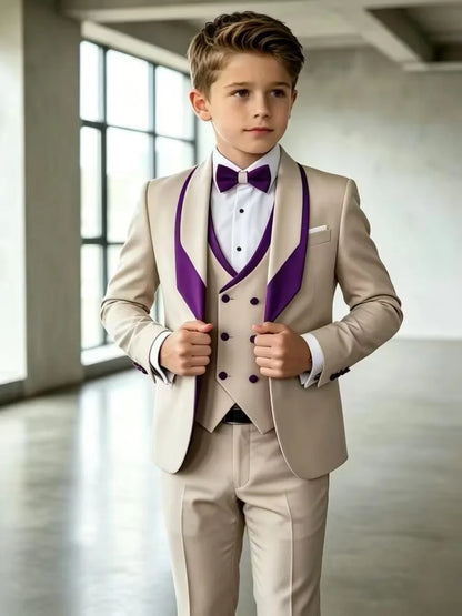 Flower Boys Wedding Tuxedo 3 Pieces Jacket Vest Pants High Quality Kids Slim Fit Suit Set Piano Performance Wear 2-20T