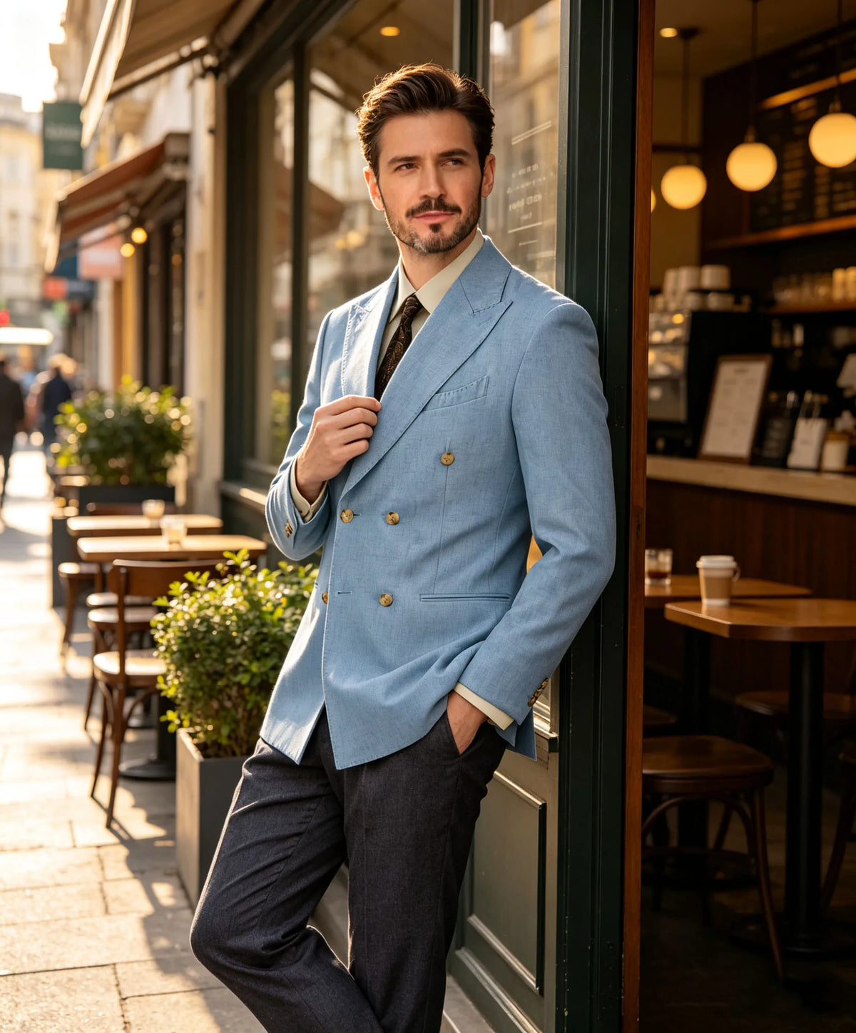 Burgundy Linen Blend Double Breasted Men's Blazer Peak Lapel Slim Fit Tailored Formal Men Suit Jacket For Wedding Groom Business
