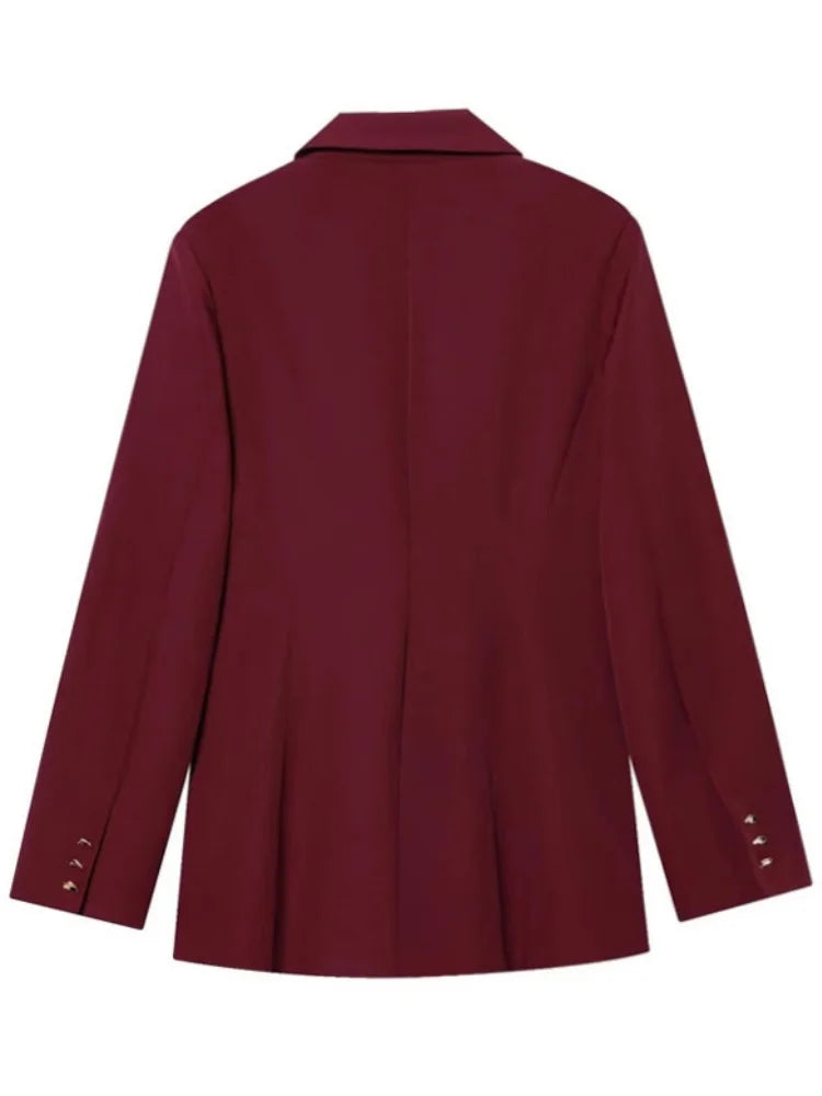 Women Asymmetric Buckle Blazer Elegant Wrap Suit Jacket Slim Waist Tailored Office Lady Workwear Fashion Blazer Coat