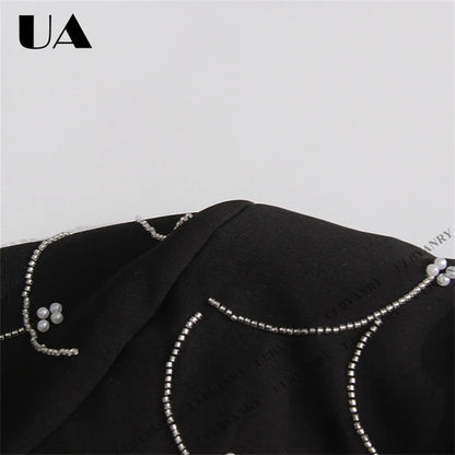 Women's Black Blazer with Silver Fish Scale Sequins, Slim Fit One Button Casual Business Jacket for Party Evening Prom