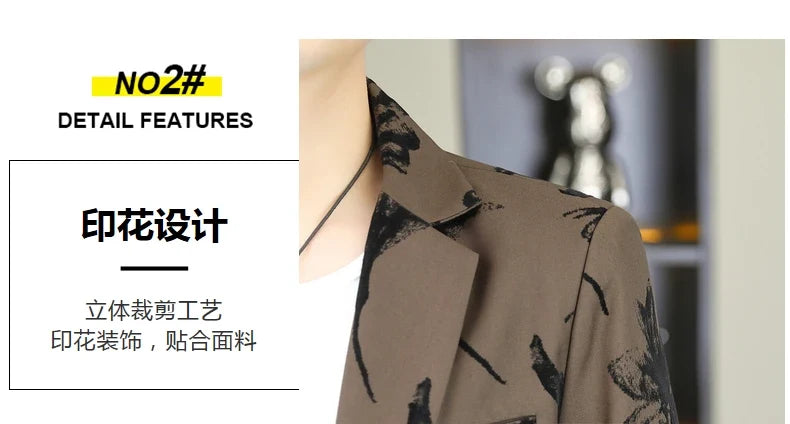 Blazer Men's Fashion Gentleman Business Outdoor Travel Print Wedding Slim-fit Korean Trend Handsome Youth Casual Blazer