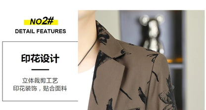 Blazer Men's Fashion Gentleman Business Outdoor Travel Print Wedding Slim-fit Korean Trend Handsome Youth Casual Blazer