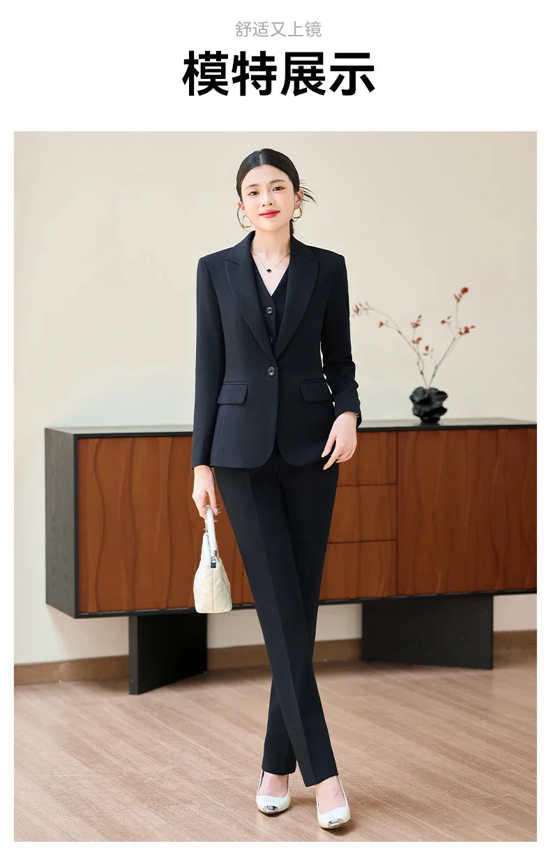 Fashionable professional women's two-piece pant+ suit jacket. Sophisticated elegant, slim fit comfortable. 2025 new style