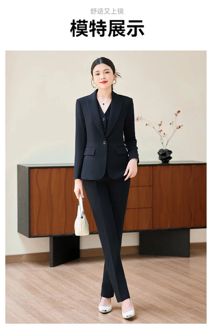 Fashionable professional women's two-piece pant+ suit jacket. Sophisticated elegant, slim fit comfortable. 2025 new style