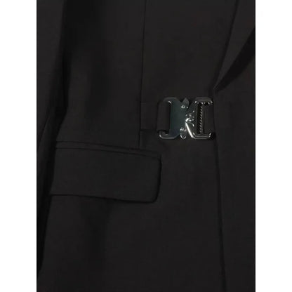 Vintage Men's Metal Buckle Designer Blazer Masculino Gentleman Slim Fit Business Performance Suit Elegant Black Jacket Coats