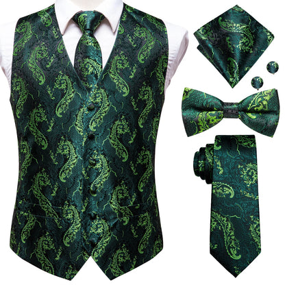 Men's Suit Vest Set – Broadcloth Waistcoat with Tie, Bowtie, Hanky & Cufflinks for Weddings & Office