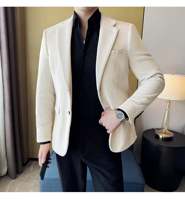 2025 Autumn Winter Velvet Suit Jacket Men Casual Business Blazers Wedding Groom Social Banquet Party Formal Blazer Men Clothing
