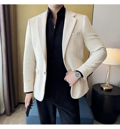 2025 Autumn Winter Velvet Suit Jacket Men Casual Business Blazers Wedding Groom Social Banquet Party Formal Blazer Men Clothing