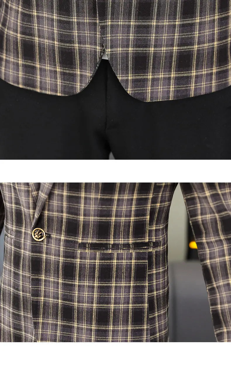 2026 Blazer Outdoor Men's Checked Fashion Business Trend Wedding Slimming Gentleman Casual Korean Travel High Formal Wear Blazer