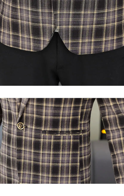 2026 Blazer Outdoor Men's Checked Fashion Business Trend Wedding Slimming Gentleman Casual Korean Travel High Formal Wear Blazer