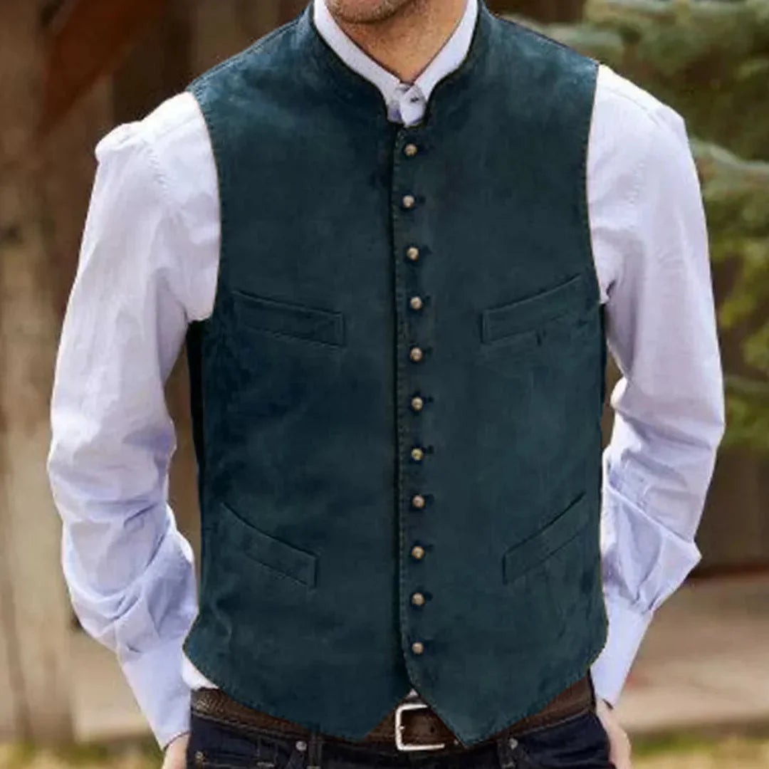 Men's Formal Vest – Single Button Suede Flannel Waistcoat for Weddings & Events