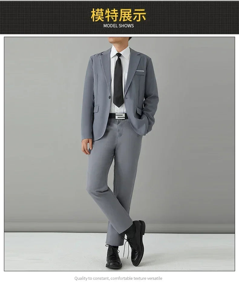 Men's Slim Fit Suit Set – Smart Casual Blazer and Pants for Business, Wedding & Formal Occasions