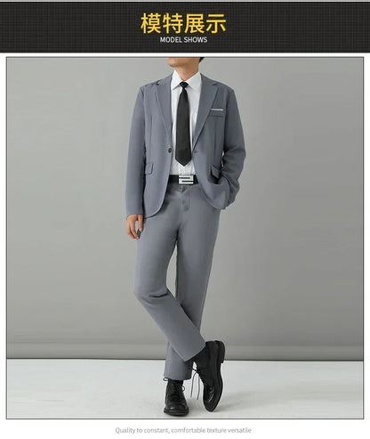 Men's Slim Fit Suit Set – Smart Casual Blazer and Pants for Business, Wedding & Formal Occasions