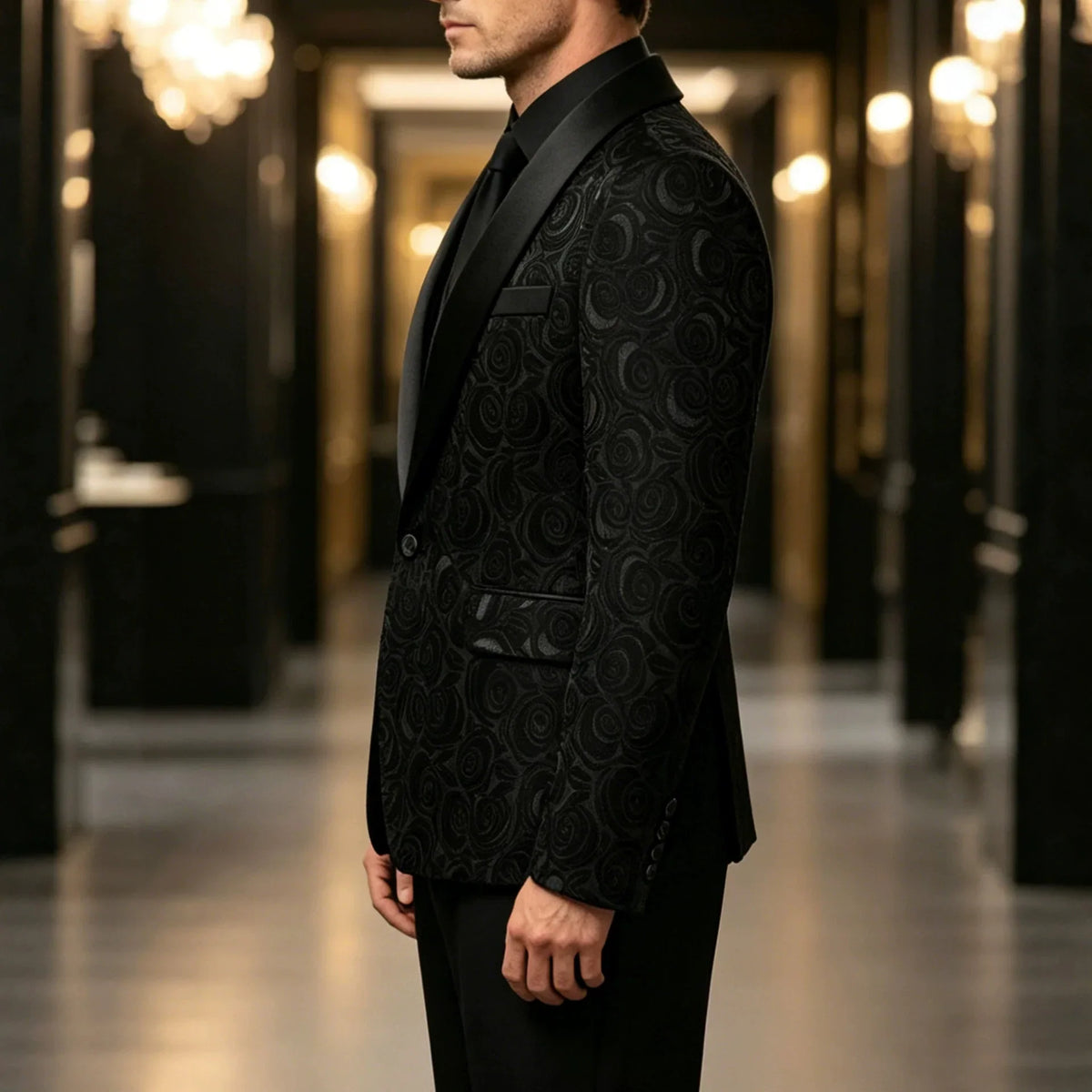 New Gentleman Men's 3‑Piece Jacquard Suit Set Blazer Vest Pants  Formal Outfit Tuxedo For Wedding Banquet Evening Party Occasion