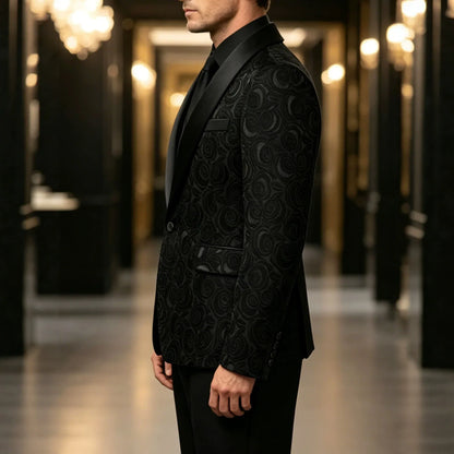New Gentleman Men's 3‑Piece Jacquard Suit Set Blazer Vest Pants  Formal Outfit Tuxedo For Wedding Banquet Evening Party Occasion