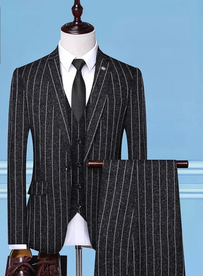 2025 Slim-Fit Three-Piece Suit Vest Trousers Set High-End Boutique British Wedding Party Trend Casual Formal Dress