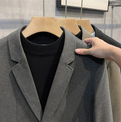 Elegant Single Breasted Coats Tweed Man Suits and Blazers Original Jacket for Men Spring Clothes Korean Style Casual Menswear