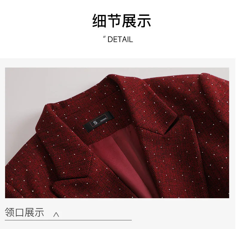 Fashion Women Suits 2024 New Autumn Winter Temprament Business Formal Slim Blazer And Flare Pants Office Ladies Work Wear