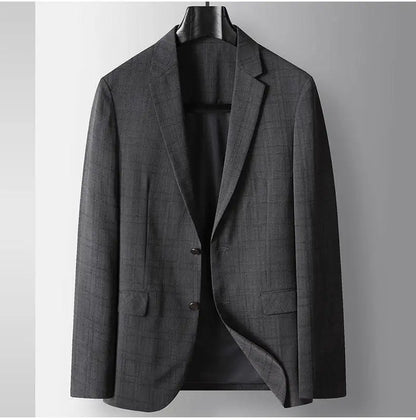 Men's Casual Blazer Single Breasted Spring Autumn Versatile Suit Jacket Grey Coffee