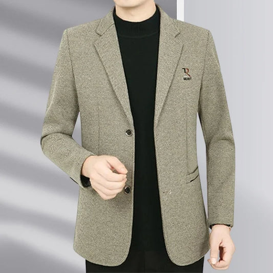 Men's Smart Casual Blazer for Middle-Aged Men – Business Suit Jacket for Spring & Autumn