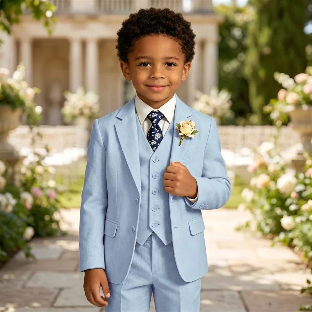 Boys 4-Piece Formal Suit Set – Single Breasted, Notched Collar, Wedding & Occasion Wear