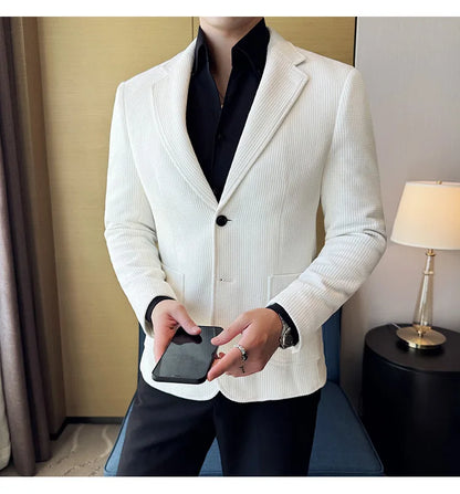 Autumn Winter New Chenille Velvet Suit Jacket Men's Casual Business Fashion Formal Party Coats  Tailcoat Men's Clothing 4XL-M