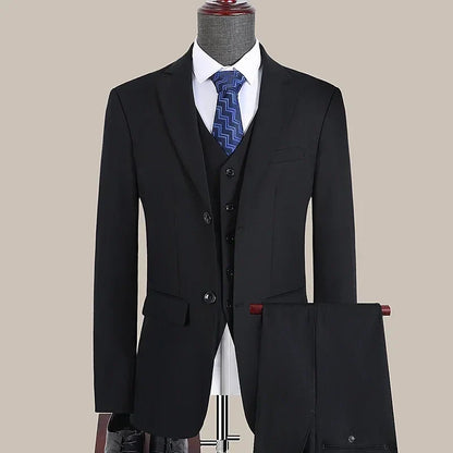 Men's Slim Fit 3-Piece Suit – Smart Casual Blazer, Vest & Pants for Business, Wedding & Formal Occasions