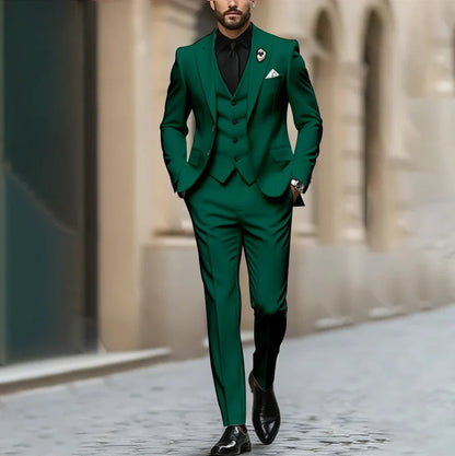 Purple Men Suit Single-breasted Peak Lapel 3 Pieces(Jacket+Pants+Vest) Male Formal Wedding Party Set