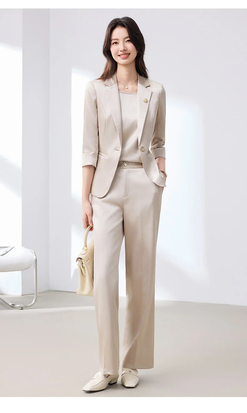 2026 Fashionable Women's Suit Set Slim Elegant Stylish Spring Summer New Arrival Pants Plus Tailored Suit Ensemble