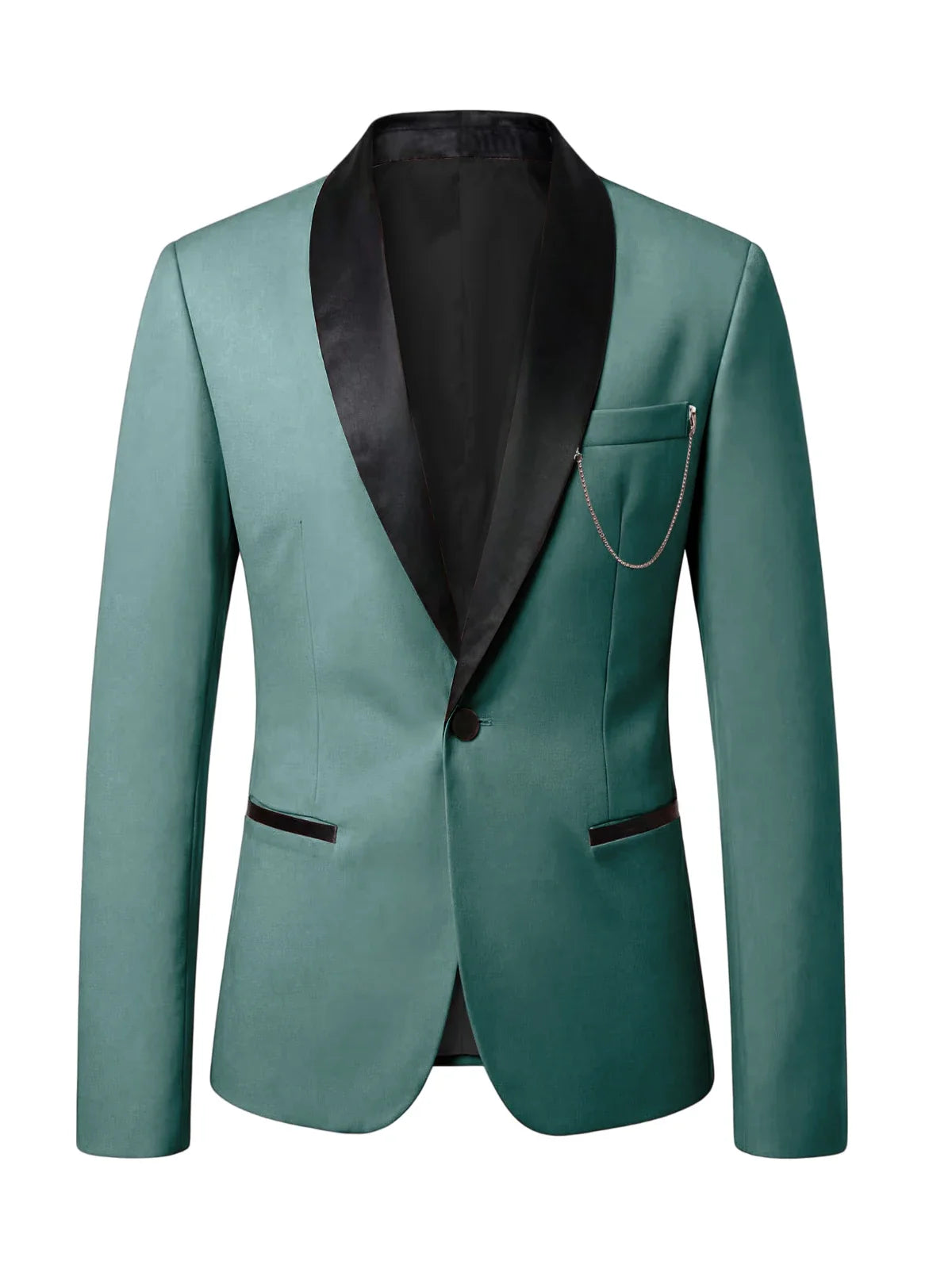 Men's Slim Fit Tuxedo Blazer Satin Shawl Collar One Button Formal Business Suit Jacket for Wedding Prom Party For Spring Summer