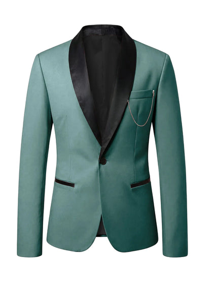 Men's Slim Fit Tuxedo Blazer Satin Shawl Collar One Button Formal Business Suit Jacket for Wedding Prom Party For Spring Summer