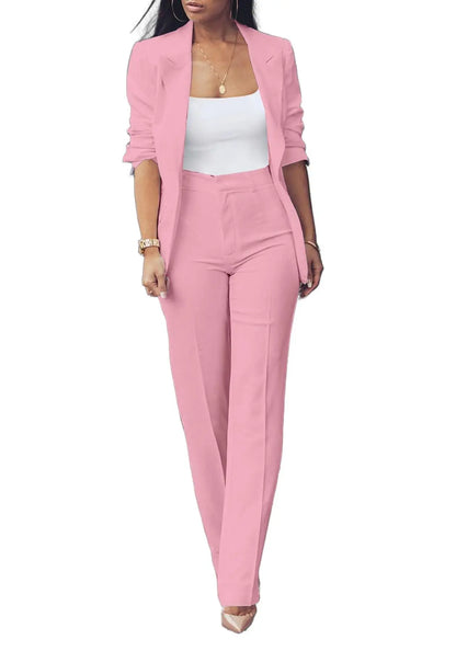 Women's Slim Fit 2pcs Suit Fashion Style Peak Lapel Blazer Pants Outfit for Party Wedding Prom Evening Dress Lady Clothes