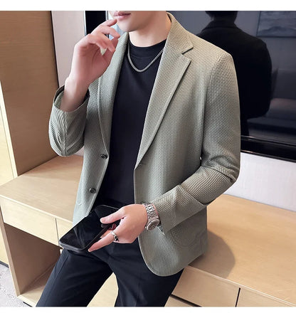 High Quality Ice Silk Seamless Sunscreen Suit Jacket Men Summer Breathable Unlined Casual Blazers Versatile Business Social Coat
