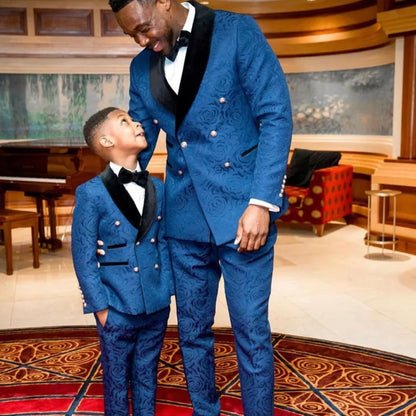 Blue Groom Suits For Wedding Tuxedos Black Velvet Collar Men Birthday Party Formal Outfits Sets Attire (Jacket +Pants)