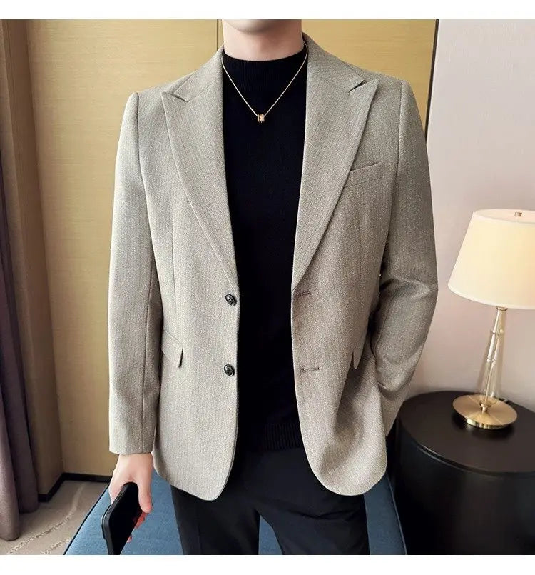 Men's Blazer Single Breasted Slim Fit Korean Style Casual Suit Jacket