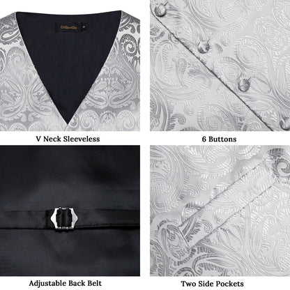 Men's Suit Vest and Tie Set – Single Breasted Waistcoat with Necktie and Pocket Square for Weddings and Business Events