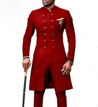 Classic Black Men Suit Slim Fit New Luxury African Style Wedding Tuxedos for Men Fashion Dinner Party Jacket Pants 2 Pieces Set