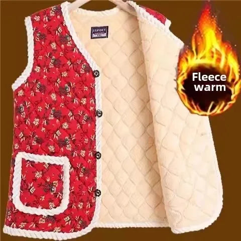 Fashion Thicken Fleece Jacket Women's Vest Open Cardigan Outerwear Loose Autumn Winter New Cotton Waistcoat